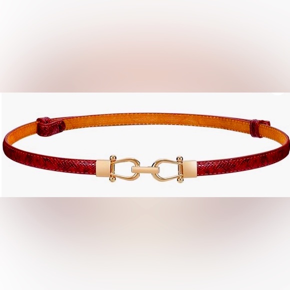 Accessories - Fashion skinny belt with gold Gucci style buckle